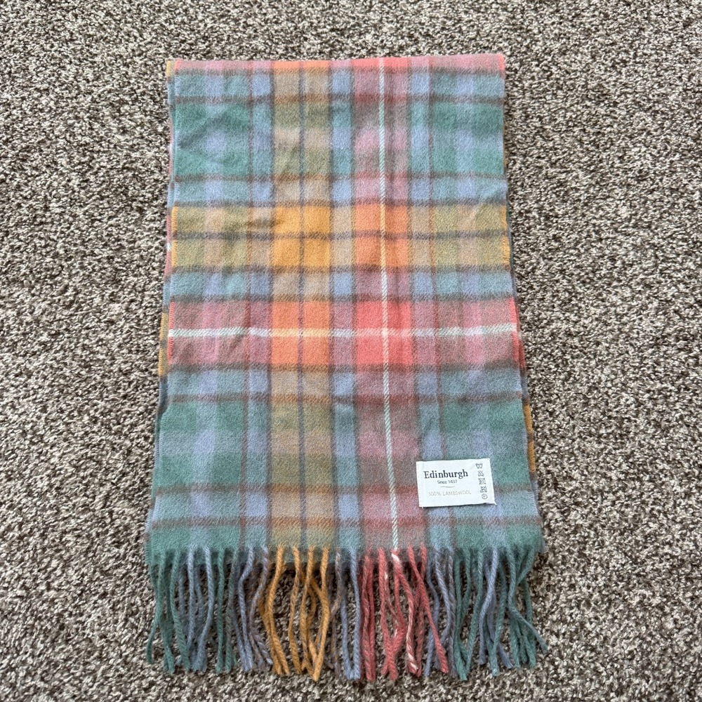 Edinburgh Unisex 100% Lambswool Pink Tartan Plaid Fringe Scarf Scotland